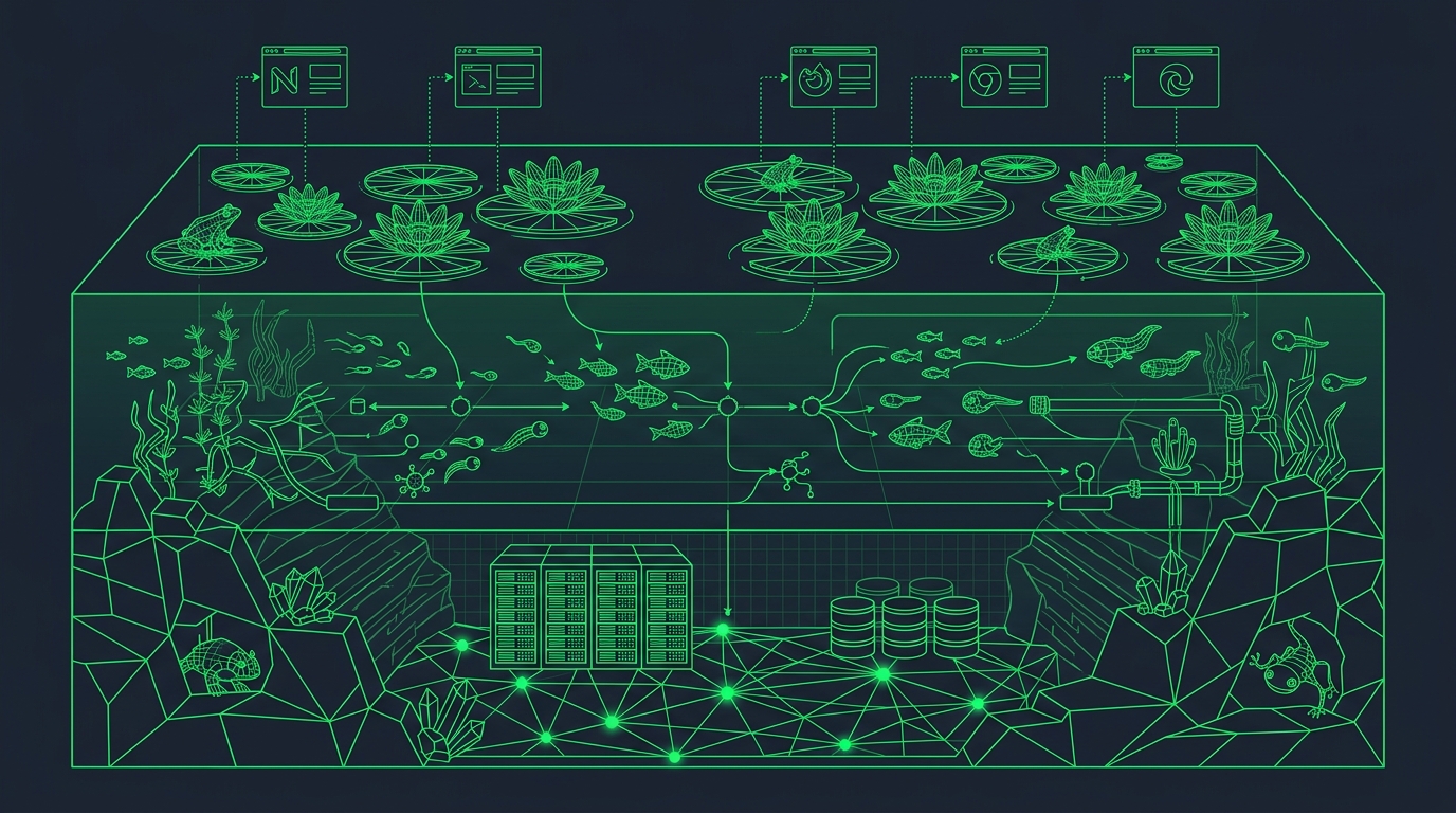Surface calm, infrastructure beneath — the Leapfrog architecture